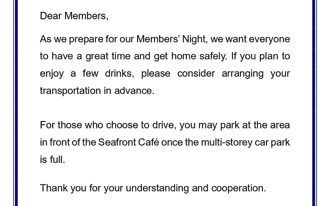 Additional parking Member Night