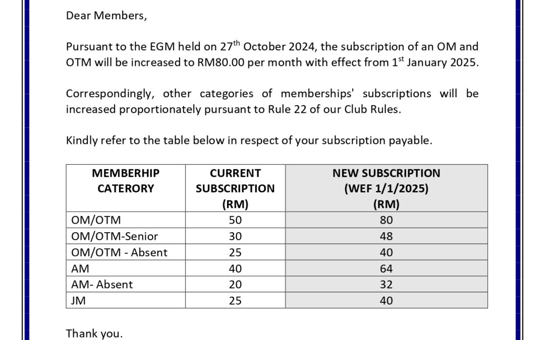Increase of Subscriptions