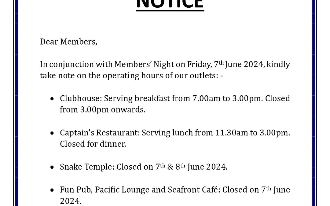 Outlets Closure Notice