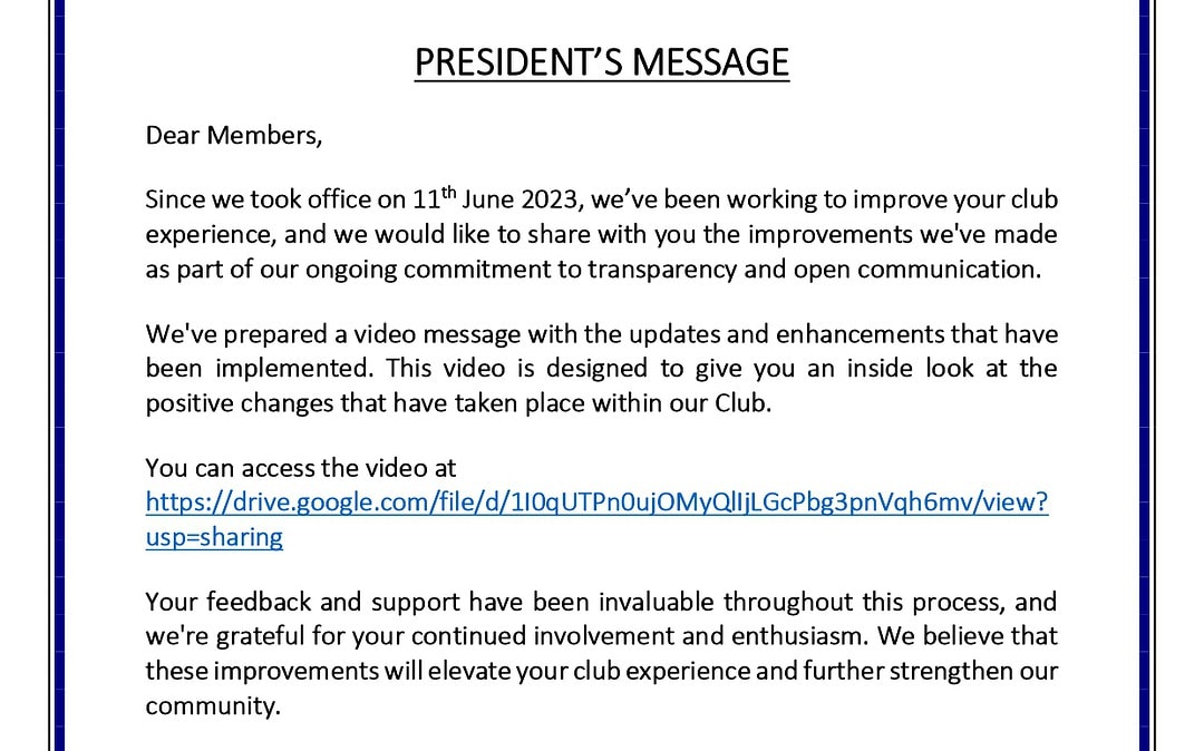 President’s Messgae